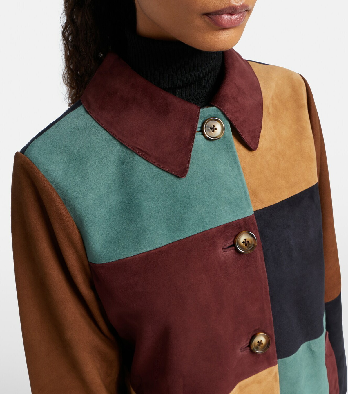 Rixo Patchwork suede coat