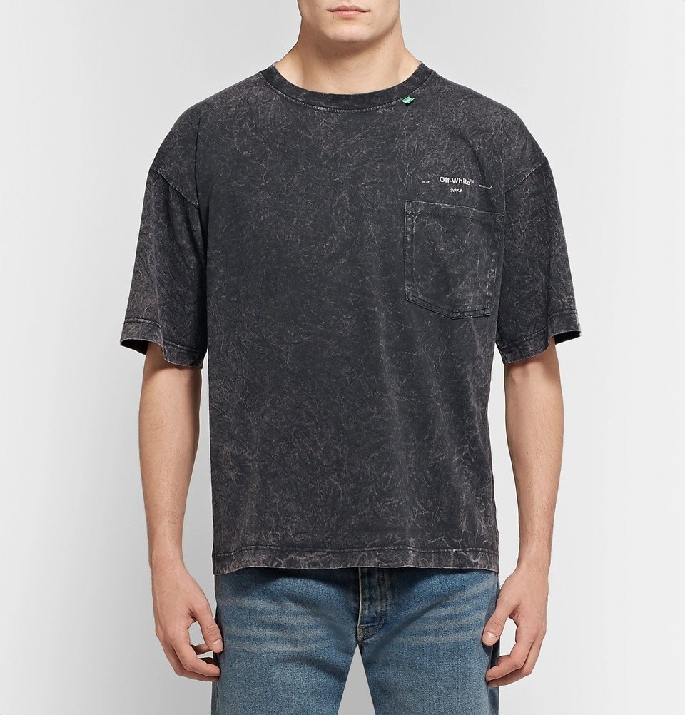 Off-White - Acid-Washed Cotton-Jersey T-Shirt - Men - Charcoal Off-White