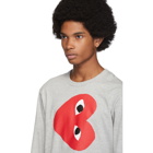 Comme des Garcons Play Grey Horizontal Heart Long Sleeve T-Shirt