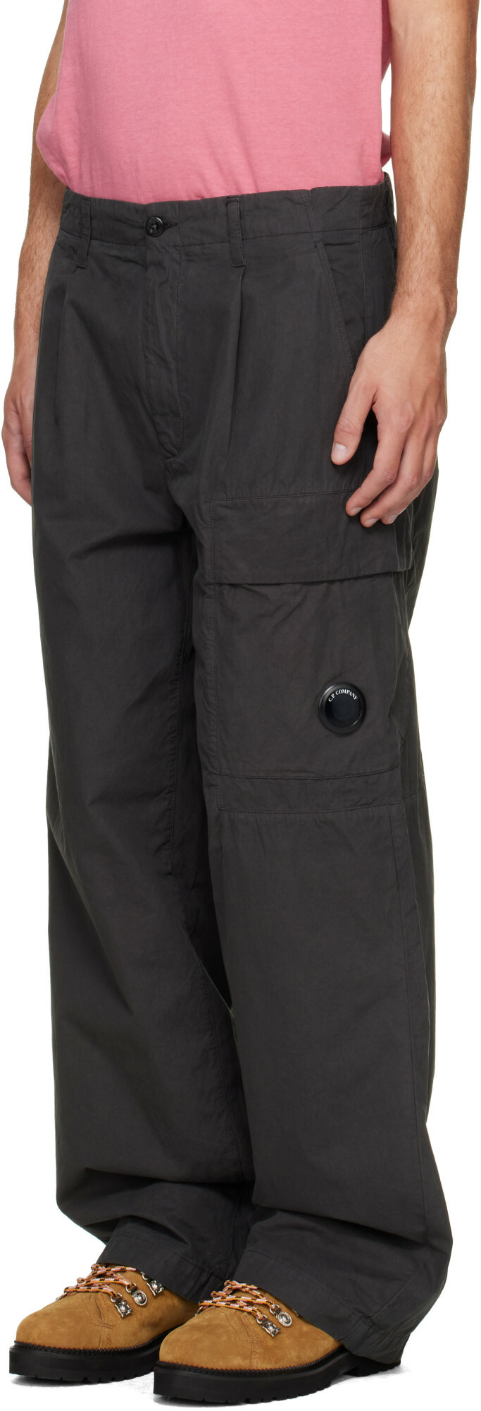 C.P. Company Gray Micro-Reps Boxy Pleats Cargo Pants