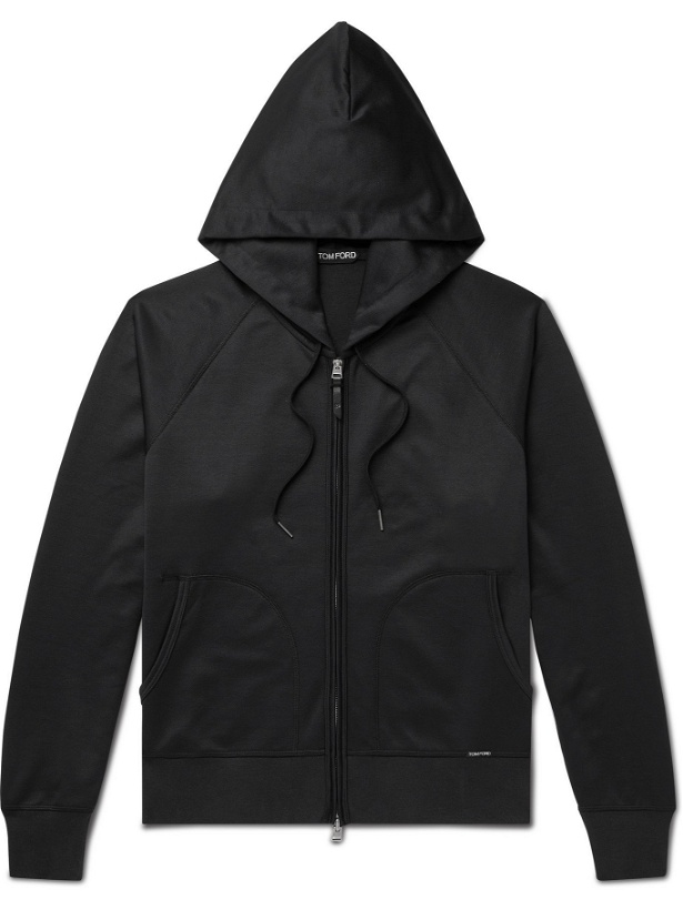 Photo: TOM FORD - Tech-Jersey Zip-Up Hoodie - Black - IT 46