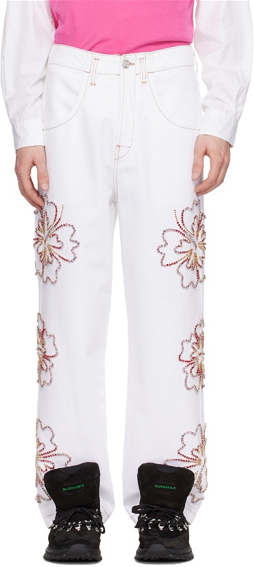 Photo: BLUEMARBLE White Embroidered Jeans