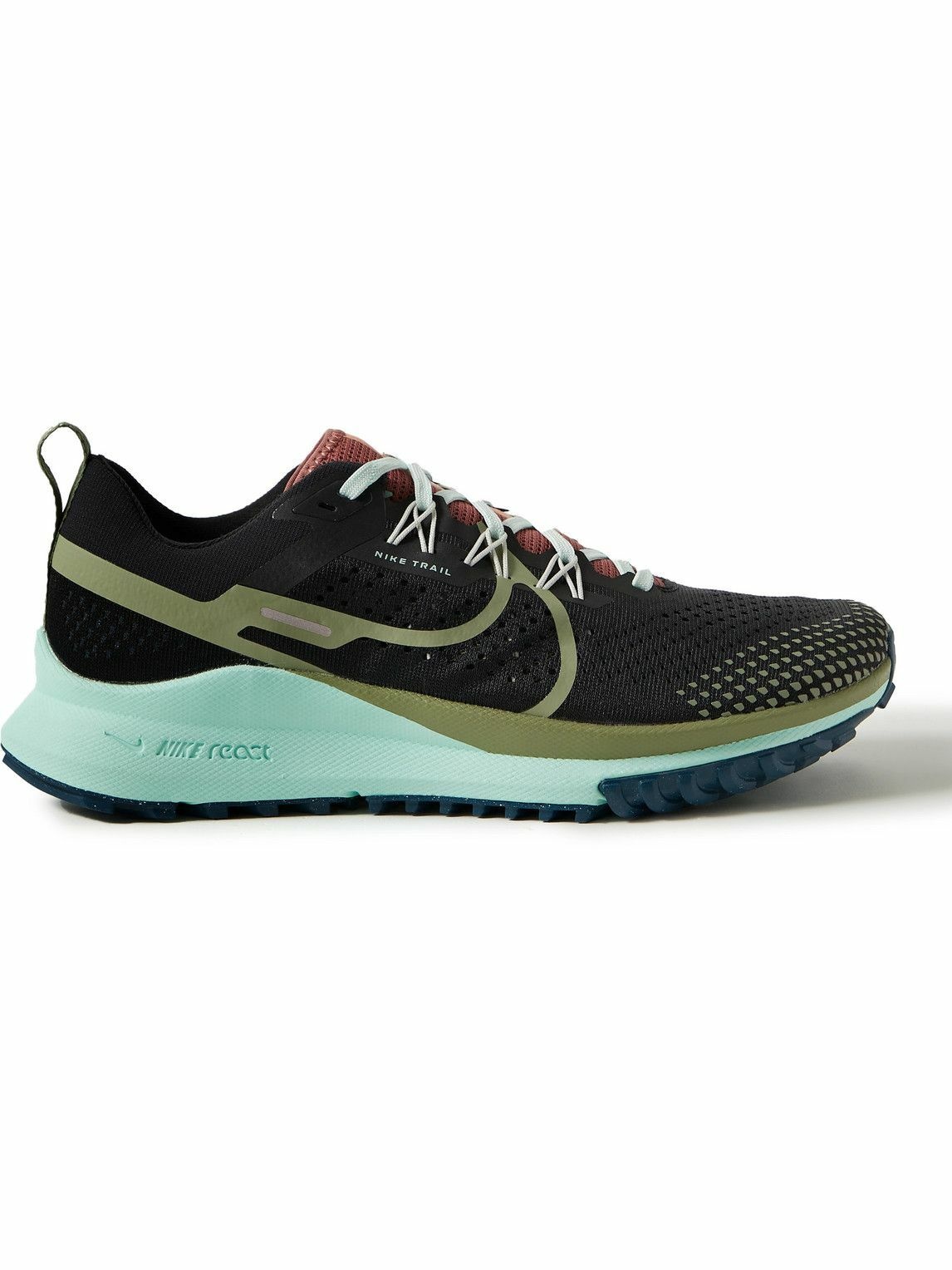 Nike Running - React Pegasus Trail Rubber-Trimmed Mesh Running Sneakers - Black Nike Running