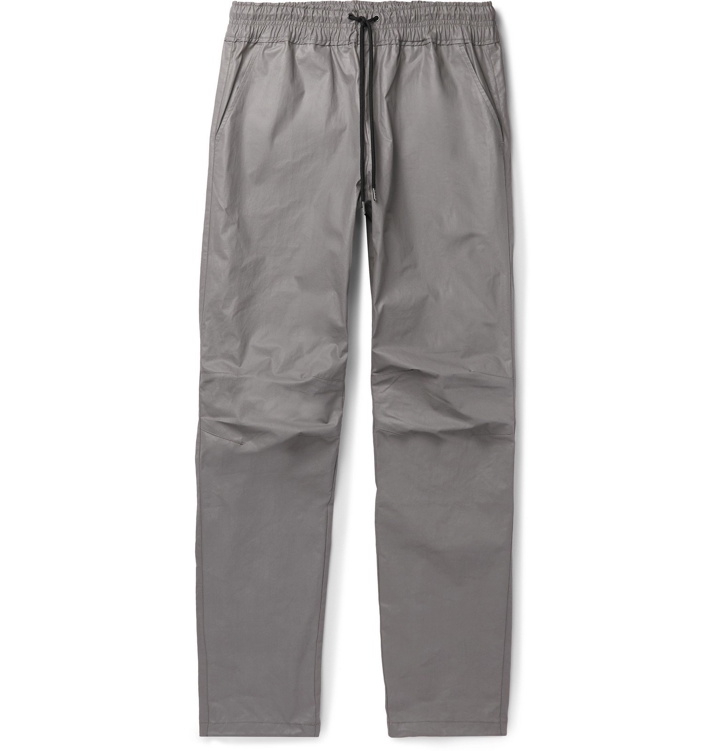 Photo: John Elliott - Tomba Slim-Fit Waxed-Cotton Drawstring Trousers - Gray