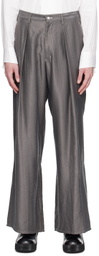 Sulvam Gray Frayed Trim Trousers