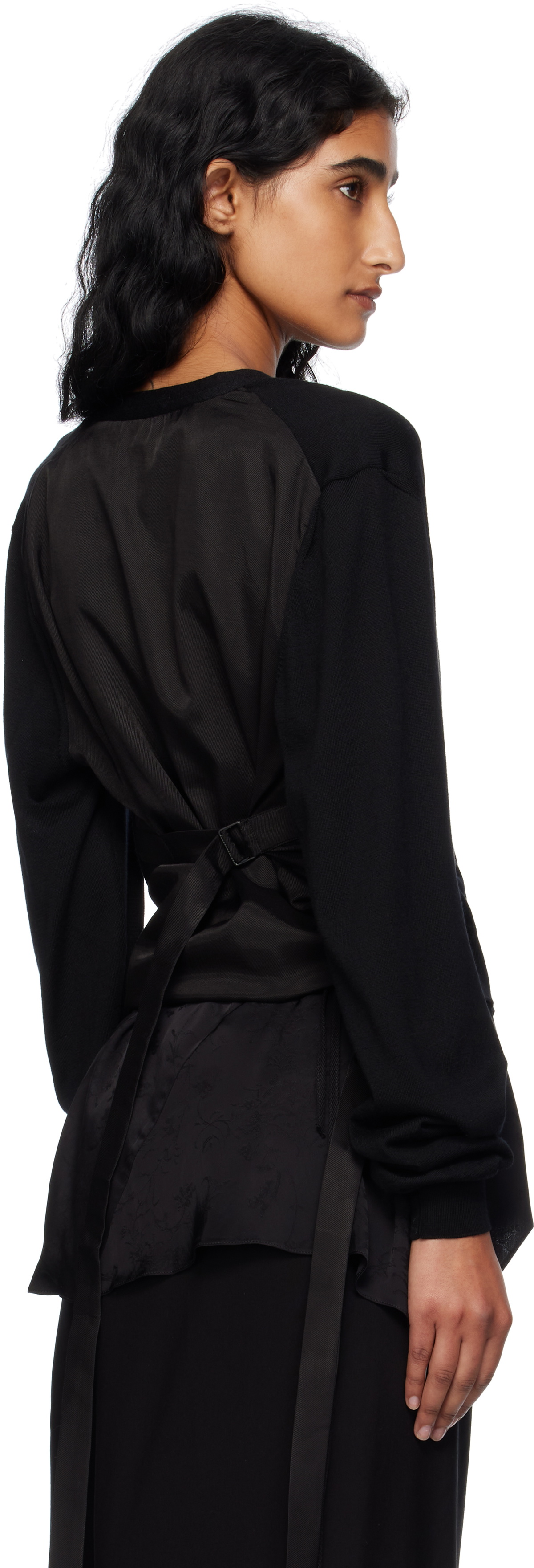 Ann Demeulemeester Black Zofia Asymmetric Spliced Cardigan