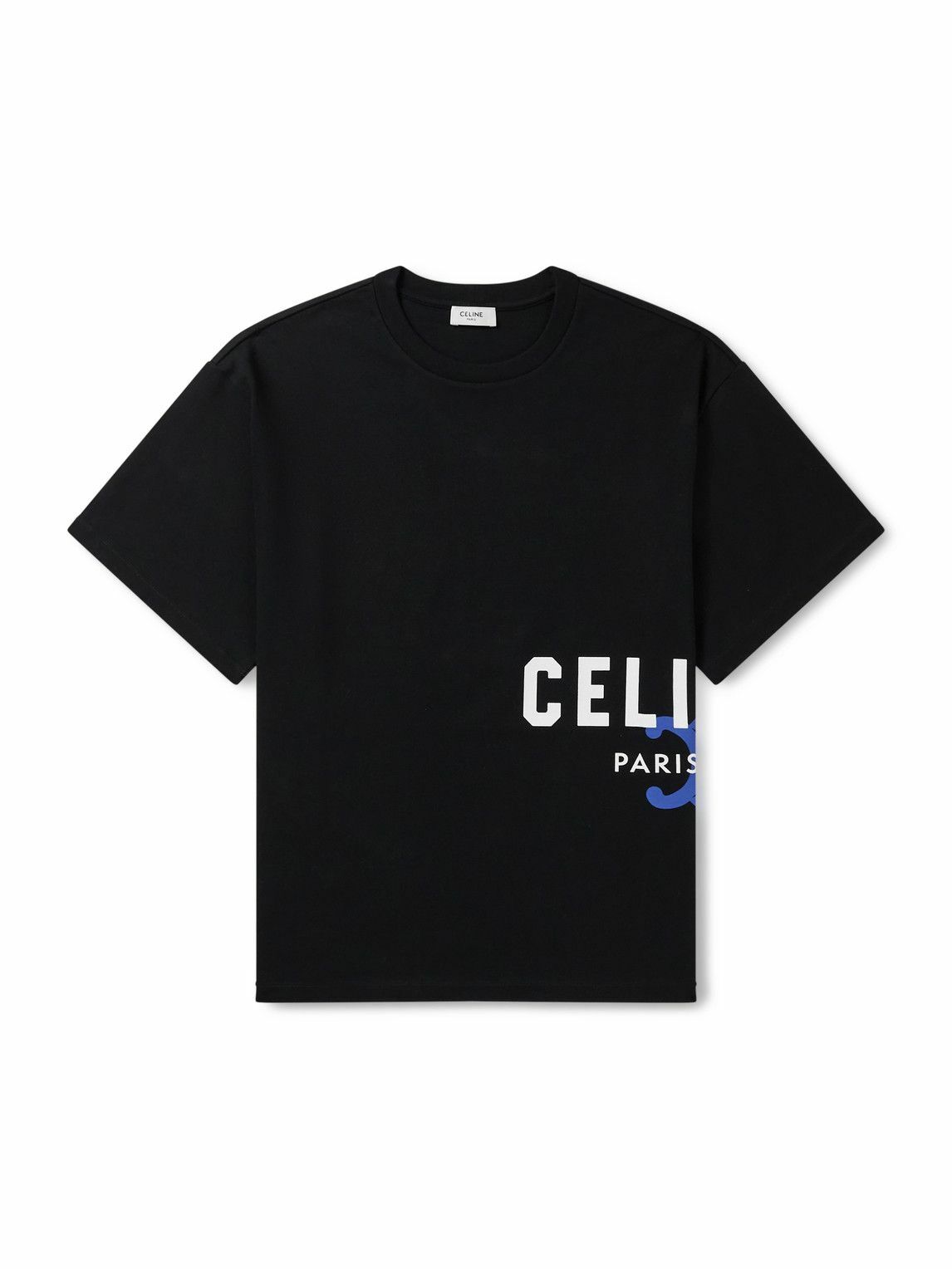 CELINE ロゴ ルーズ Tシャツ コットンジャージー ブラック CELINE LOOSE T-SHIRT IN COTTON JERSEY - BLACK/WHITE | CELINE