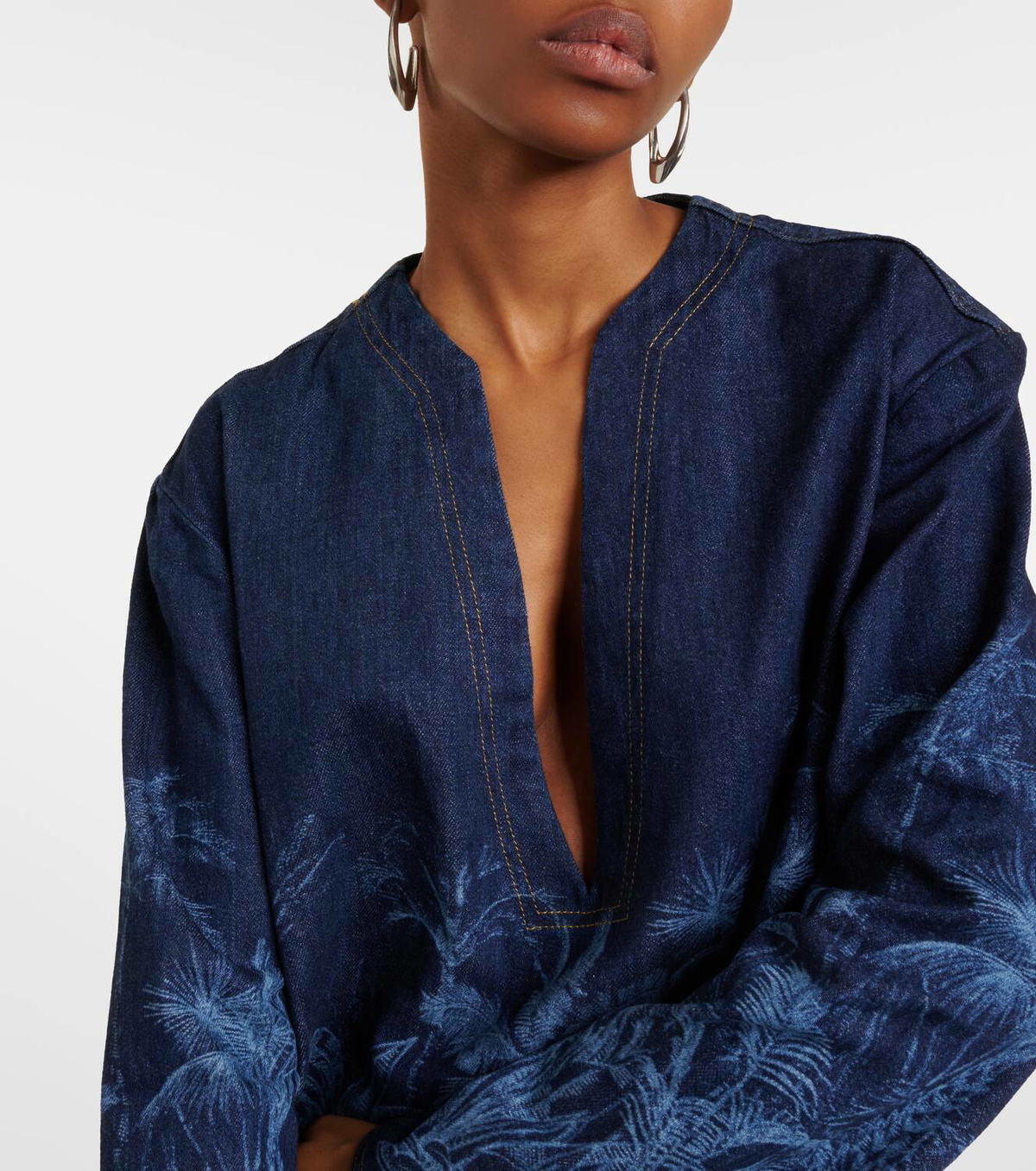 Alanui Jungle printed denim top