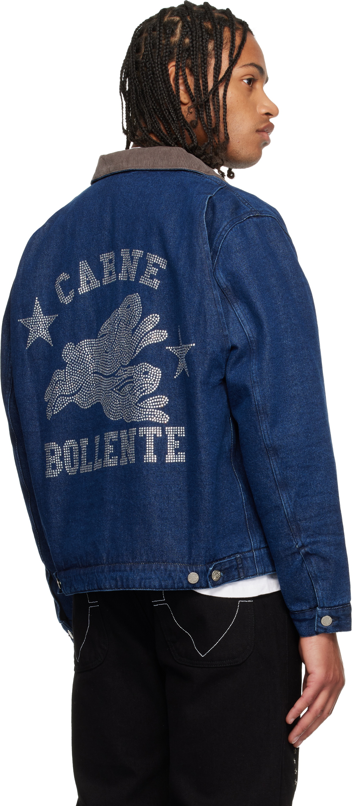 Carne bollente デニムジャケット Carne Bollente Blue Moto Rabbit Denim Jacket Carne Bollente