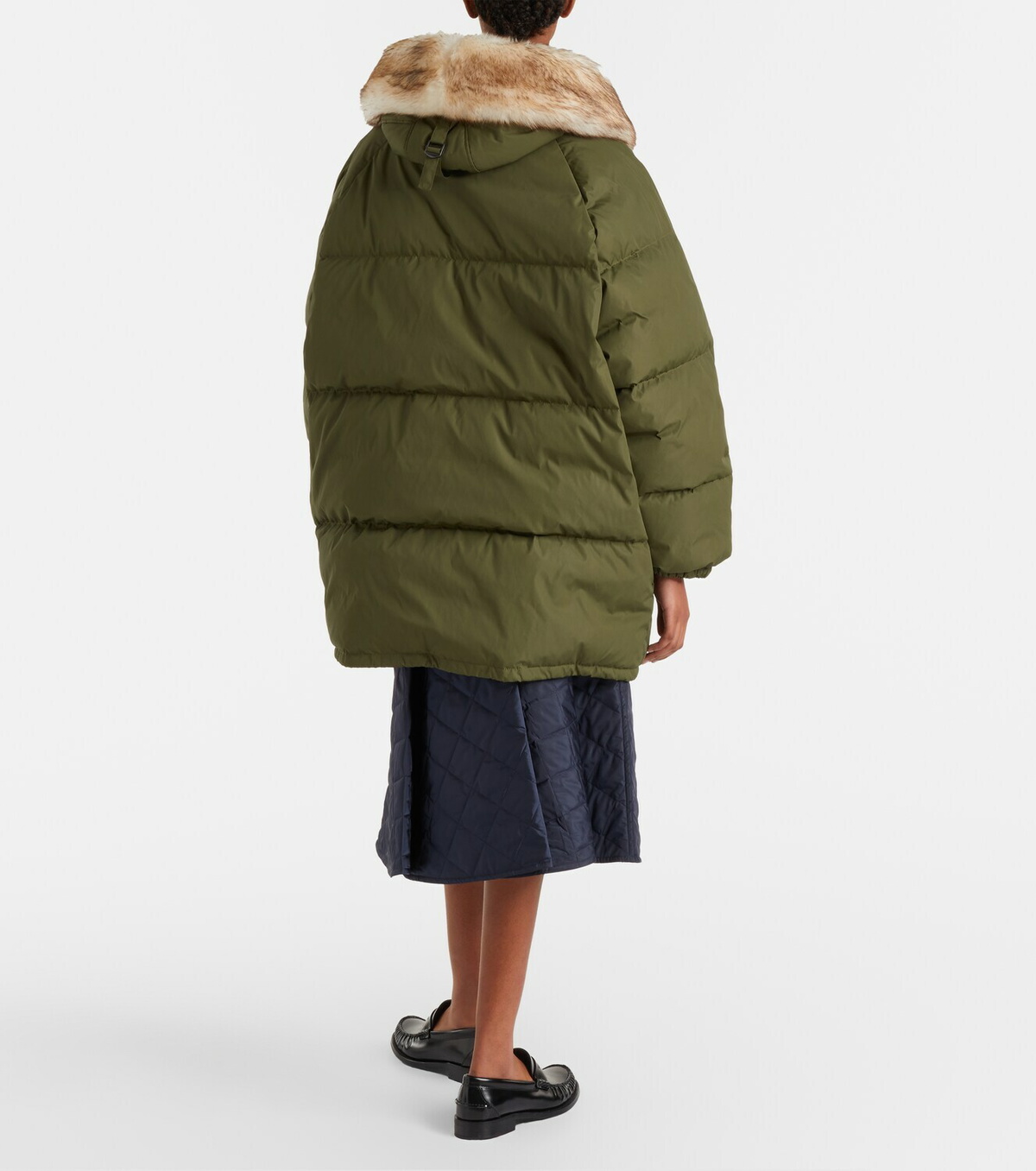 Prada Shearling-trimmed down coat