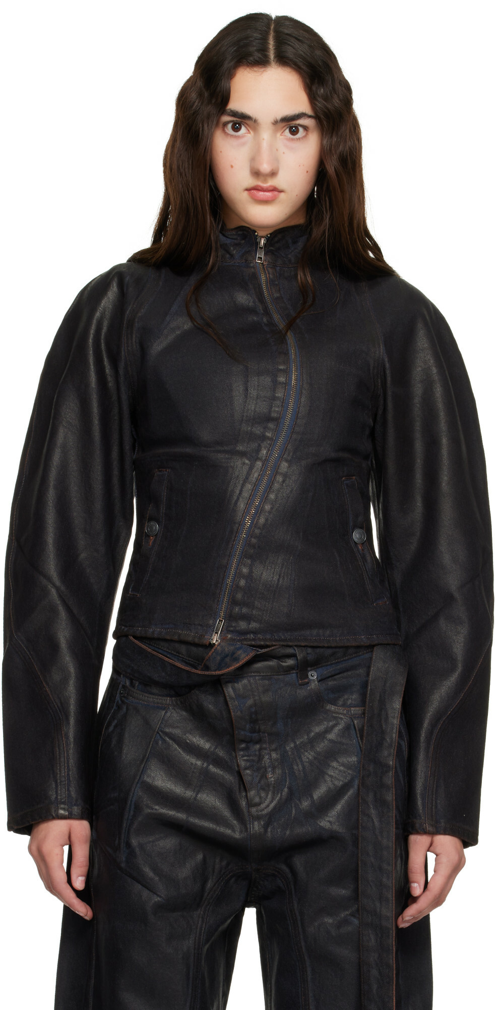 Ottolinger Brown Glazed Curve Denim Jacket