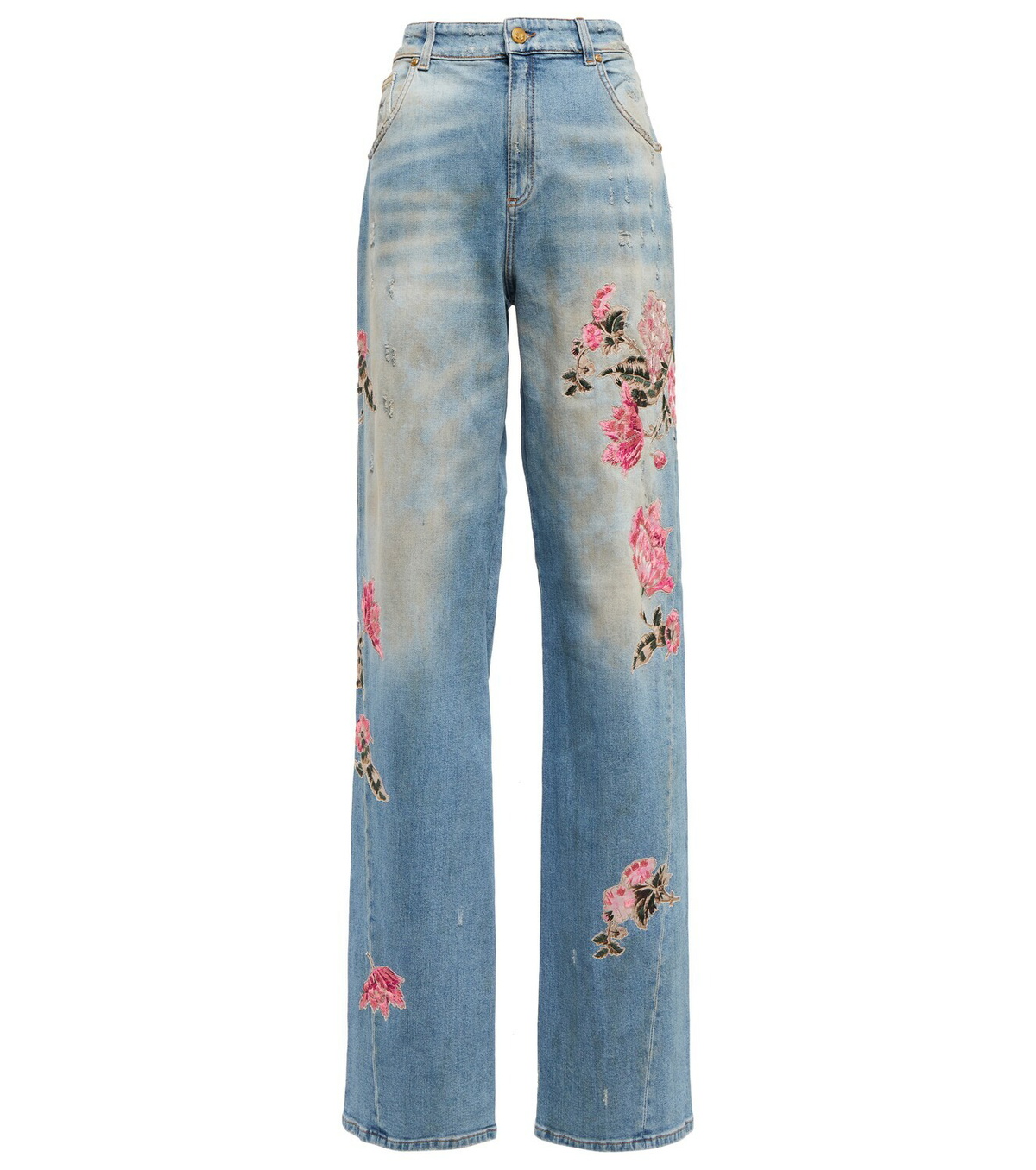 Blumarine - Floral embellished wide-leg jeans Blumarine