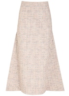 Huishan Zhang Vicky Embellished Tweed Midi Skirt Pink