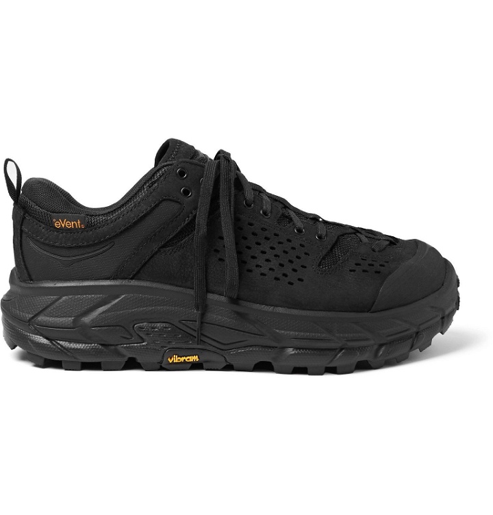Photo: Hoka One One - Engineered Garments Tor Rubber-Trimmed Leather and Nylon Sneakers - Black