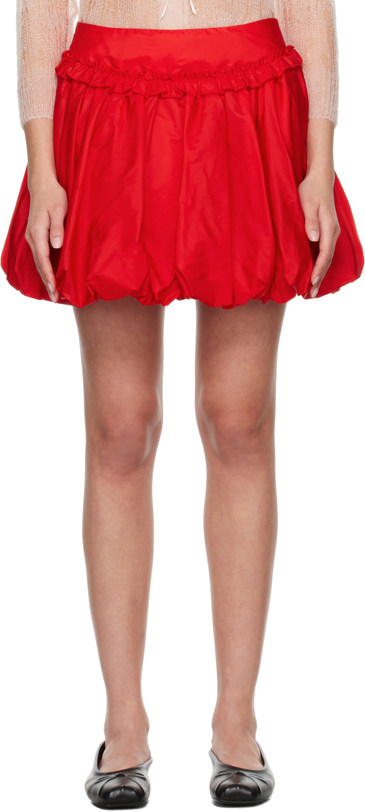 Simone Rocha Red Gathered Bubble Miniskirt