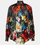 Camilla Embellished floral silk blouse
