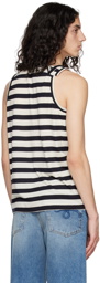 Marina Yee White & Black Deconstructed Tank Top