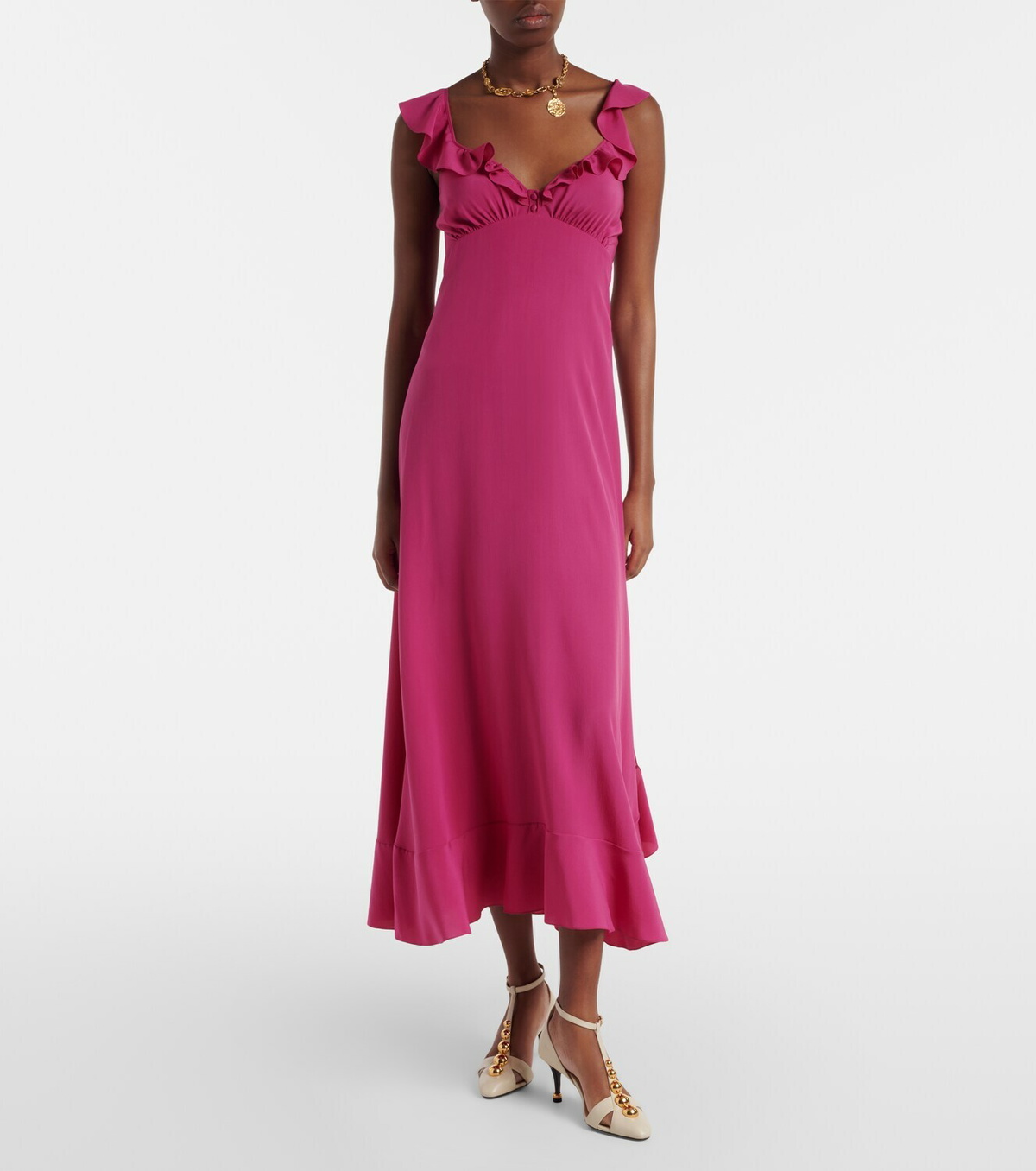Chloé Ruffled silk midi dress