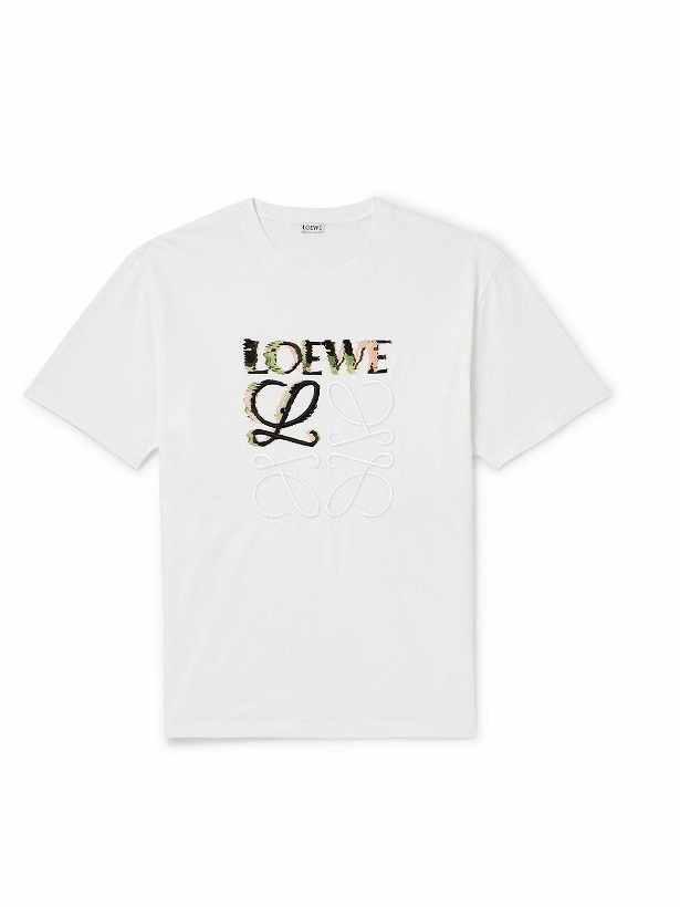 Photo: LOEWE - Logo-Embroidered Cotton-Jersey T-Shirt - White