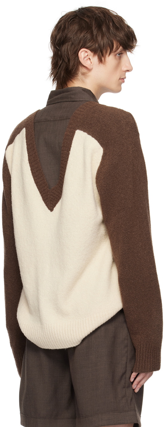 The World Is Your Oyster Brown & Off-White Convertible Sweater
