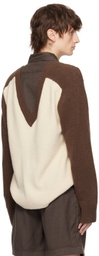 The World Is Your Oyster Brown & Off-White Convertible Sweater