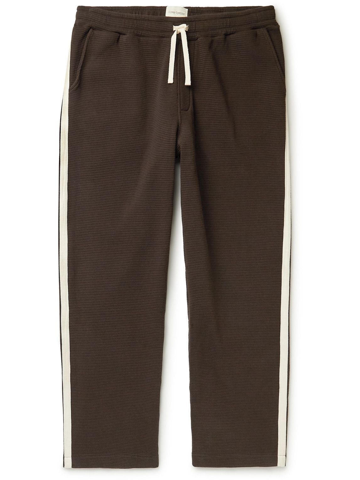 Photo: Oliver Spencer - Morwell Straight-Leg Waffle-Knit Organic Cotton Sweatpants - Brown