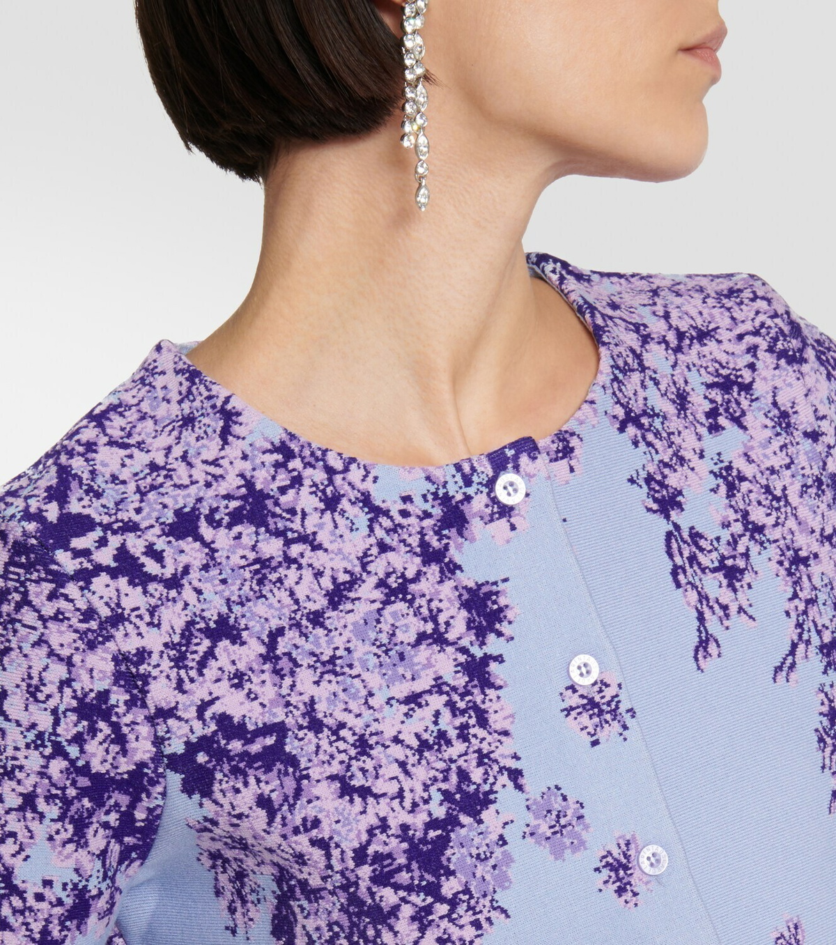 Oscar de la Renta Floral Cascade Clip-On Drop Earrings Powder Blue