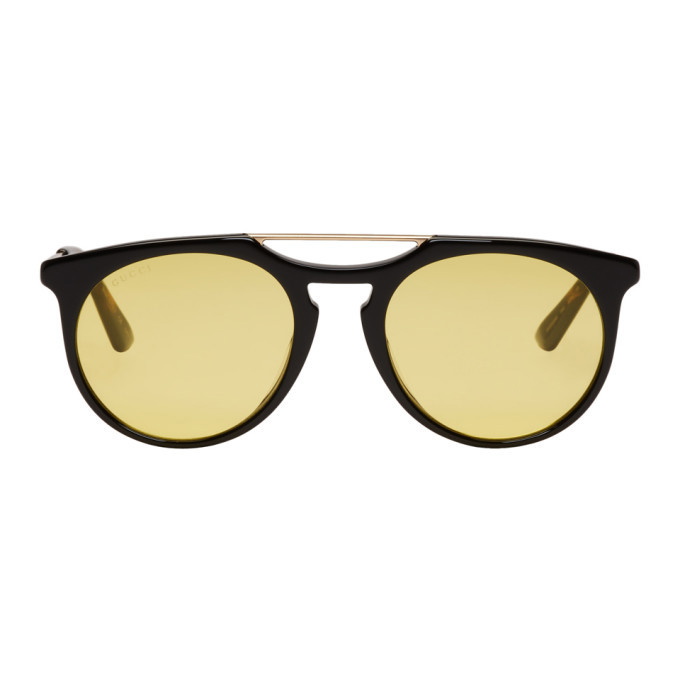 Photo: Gucci Black and Yellow Aviator Sunglasses