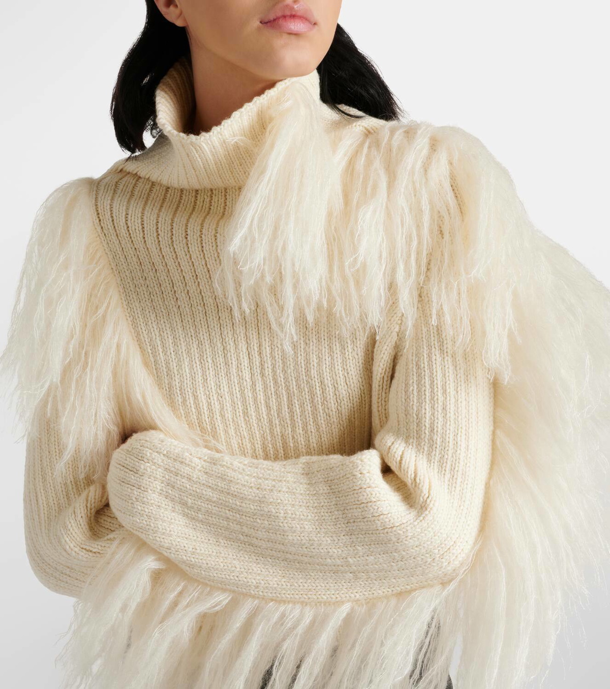 Cordova Ploma shearling-trimmed wool sweater