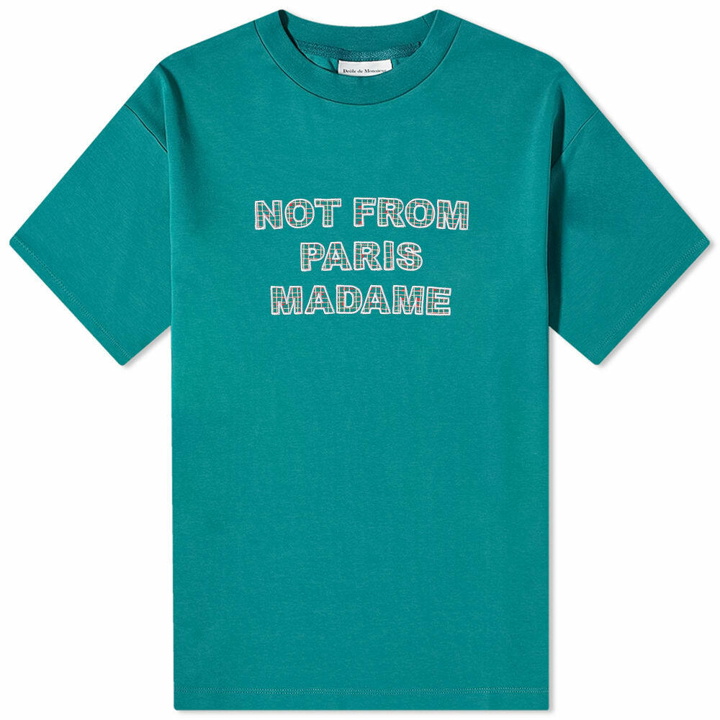 Photo: Drole de Monsieur Men's Drôle de Monsieur Not From Paris Madame Tartan T-Shirt in Forest Green