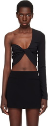 Courrèges Black Twist Asymmetrical Cropped Top