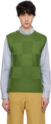 AFTER PRAY Green Damier Knit Vest
