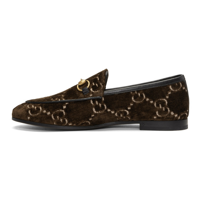 Gucci Brown Velvet GG New Jordaan Loafers