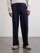 PIACENZA 1733 - Straight-Leg Silk and Linen-Blend Drawstring Sweatpants - Blue