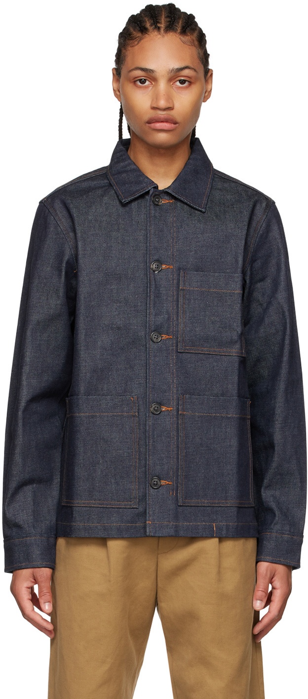 A.P.C. Washed Indigo Nathanael Workwear Spirit Denim Jacket, Size