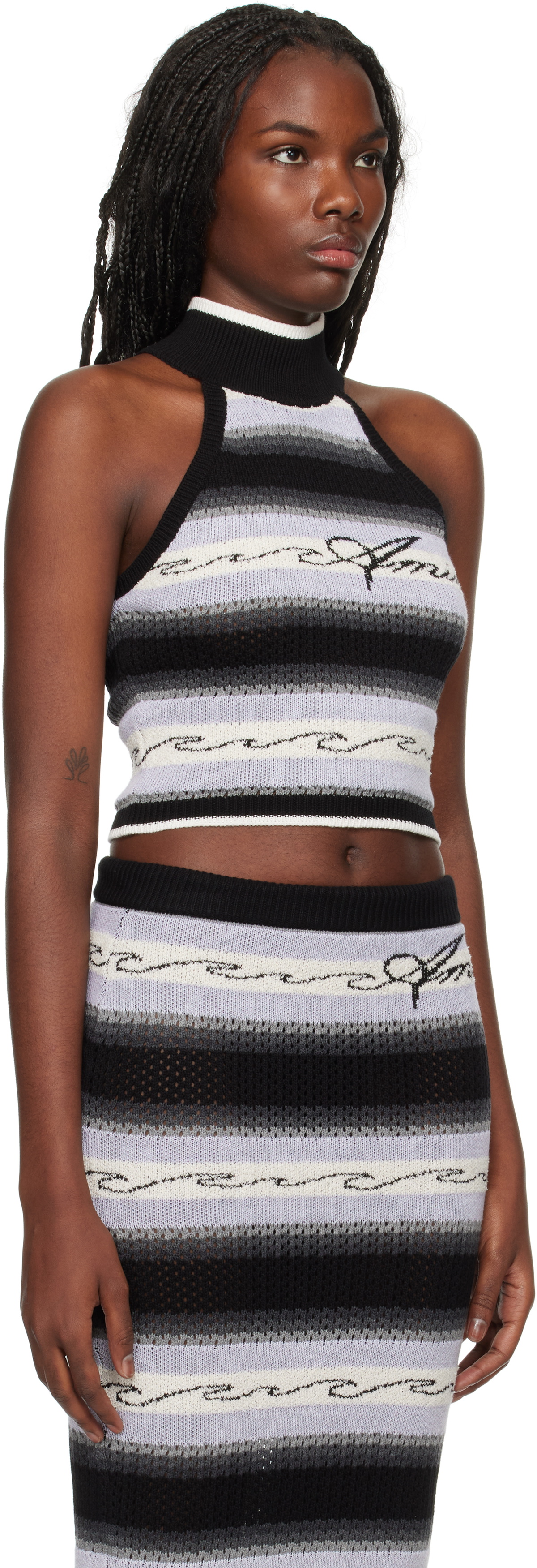 AMIRI Black Wave Baja Stripe Tank Top