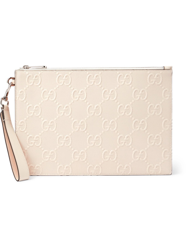Photo: GUCCI - Logo-Embossed Perforated Leather Pouch