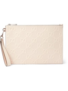 GUCCI - Logo-Embossed Perforated Leather Pouch