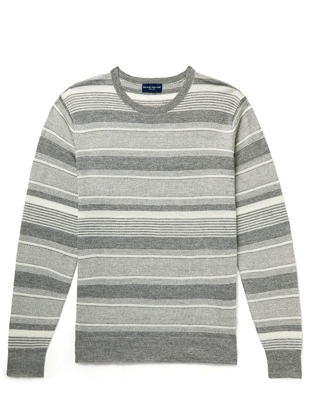 Photo: Peter Millar - Keys Striped Linen and Merino Wool-Blend Sweater - Gray