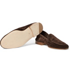 Edward Green - Polperro Leather-Trimmed Suede Penny Loafers - Brown