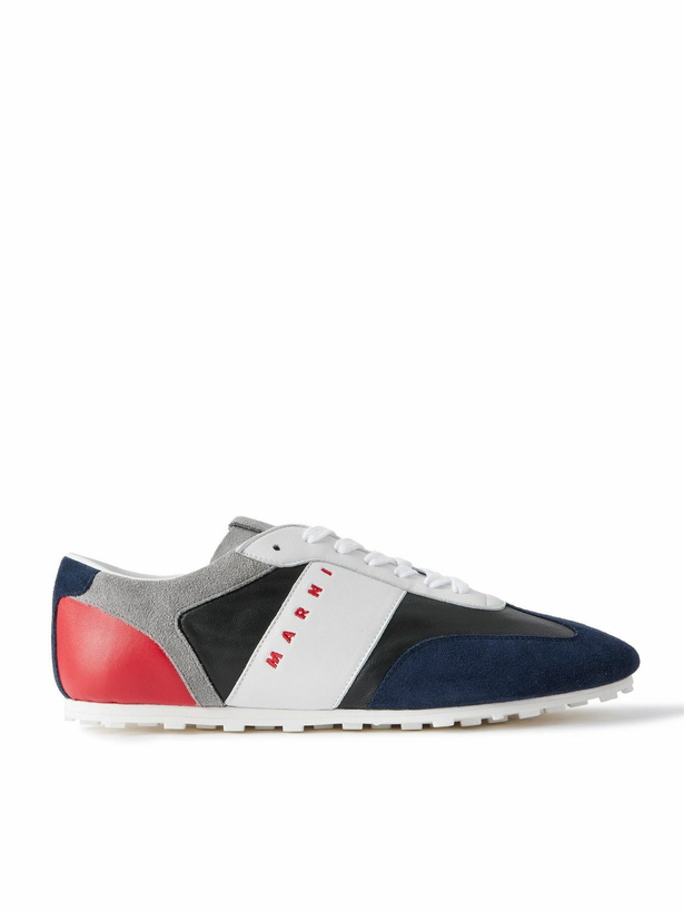 Photo: Marni - Logo-Embroidered Suede-Trimmed Leather Sneakers - Black