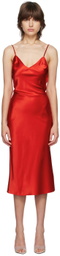 Fleur du Mal Red Crystal Slip Midi Dress
