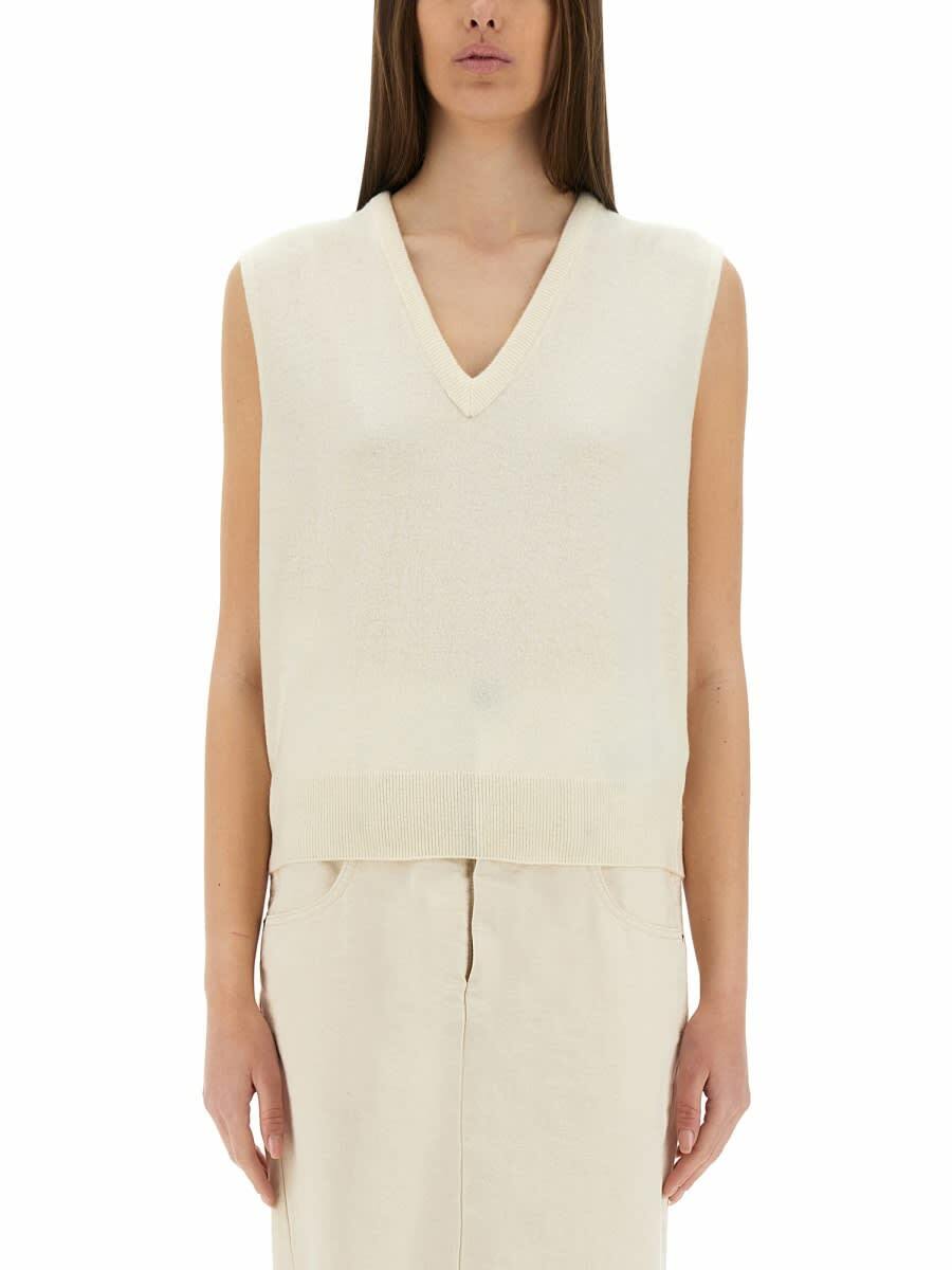 Maison Margiela - Knit Vest Layered Shirt in Blue Maison