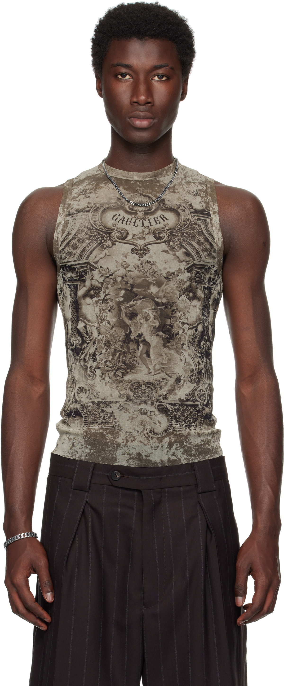 Jean Paul Gaultier White 'The Lace-Up JPG' Tank Top Jean Paul Gaultier