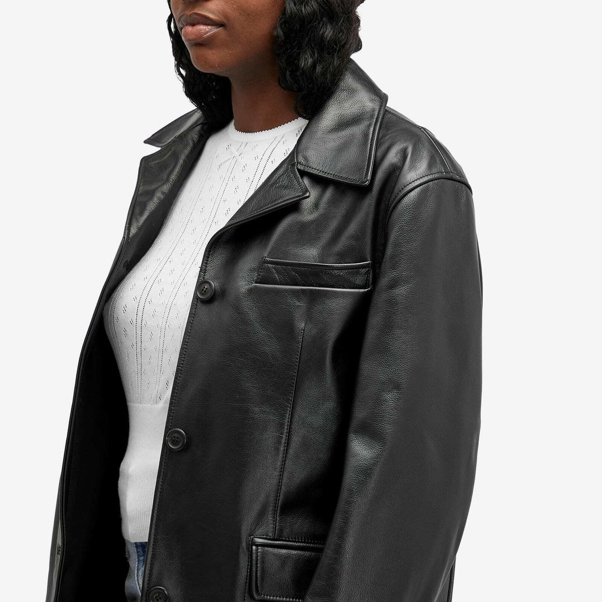 Our Legacy Women's Lane Jacket in Heavy Grain Black Leather Our Legacy