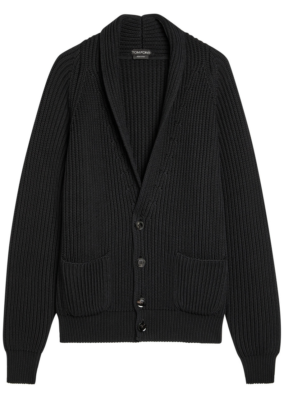 TOM FORD - Slim-Fit Shawl-Collar Ribbed Cashmere Cardigan - Navy