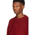 Off-White Red Distressed Logo Sweater