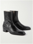 TOM FORD - Alec Croc-Effect Leather Ankle Boots - Black