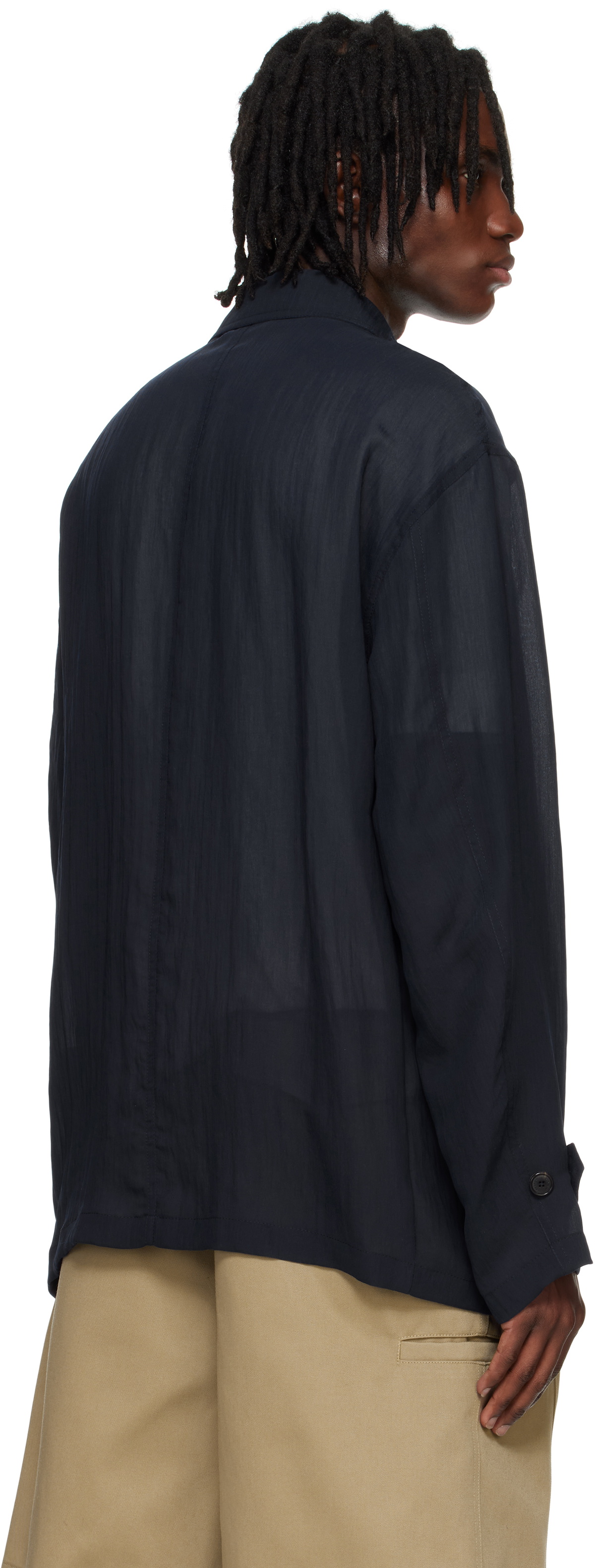 System Navy Sheer Chore Overshirt