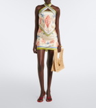 Retrofête Cable printed silk-blend halterneck dress
